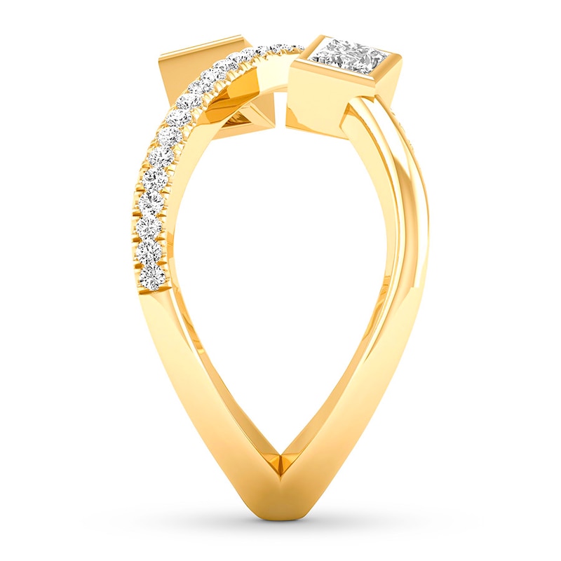 Diamond Deconstructed Ring 1/3 ct tw Princess/Round 10K Yellow Gold