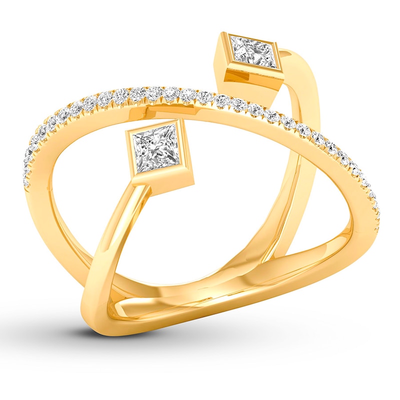 Diamond Deconstructed Ring 1/3 ct tw Princess/Round 10K Yellow Gold