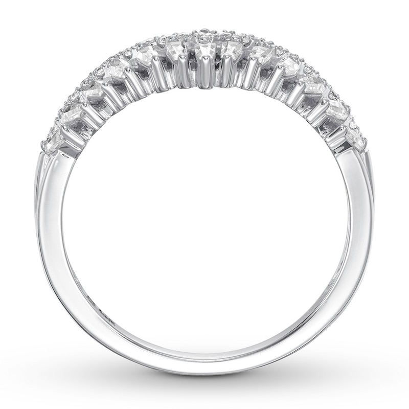 Diamond Contour Ring 1/3 ct tw Round/Baguette 14K White Gold