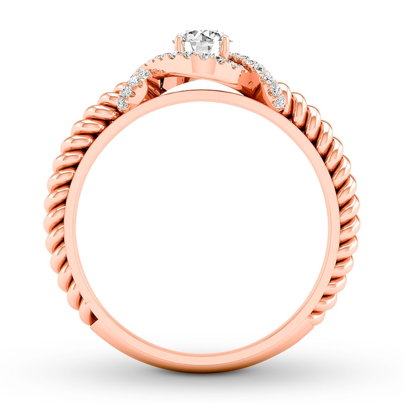 Diamond Promise Ring 3/8 ct tw Round 10K Rose Gold