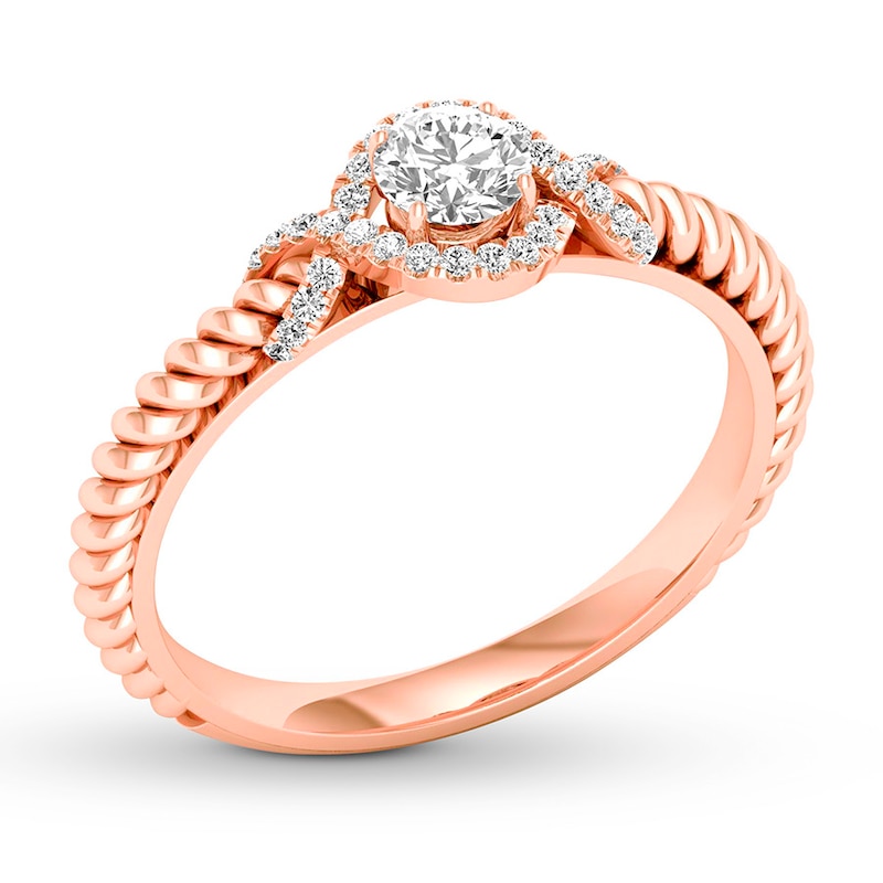 Diamond Promise Ring 3/8 ct tw Round 10K Rose Gold