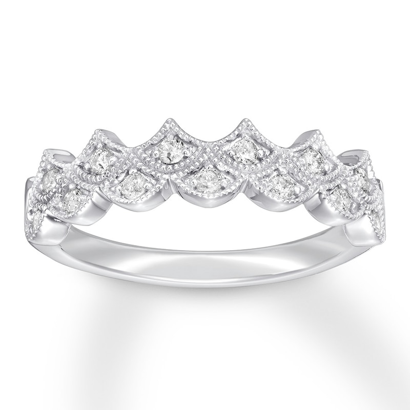 Diamond Anniversary Ring 1/5 ct tw Round-cut 10K White Gold with 360