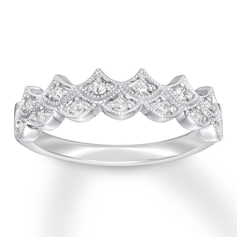 Main Image 1 of Diamond Anniversary Ring 1/5 ct tw Round-cut 10K White Gold