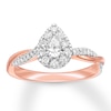 Thumbnail Image 0 of Diamond Promise Ring 1/2 ct tw Pear-shaped/Round 10K Rose Gold