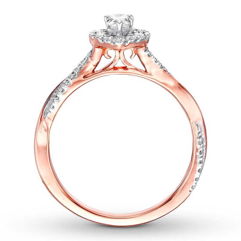 Diamond Promise Ring 1/2 ct tw Pear-shaped/Round 10K Rose Gold