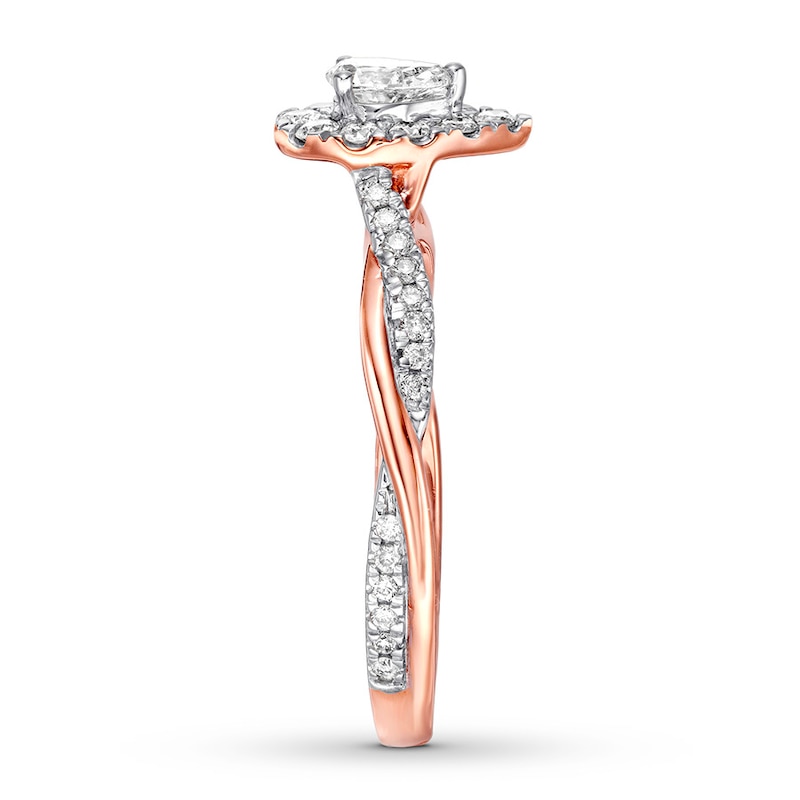 Diamond Promise Ring 1/2 ct tw Pear-shaped/Round 10K Rose Gold