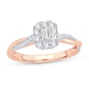 Thumbnail Image 0 of Diamond Promise Ring 1/2 ct tw Emerald/Round 10K Rose Gold