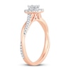 Thumbnail Image 1 of Diamond Promise Ring 1/2 ct tw Emerald/Round 10K Rose Gold