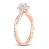 Thumbnail Image 2 of Diamond Promise Ring 1/2 ct tw Emerald/Round 10K Rose Gold