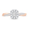 Thumbnail Image 2 of Diamond Promise Ring 1/2 ct tw Emerald/Round 10K Rose Gold