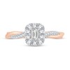 Thumbnail Image 3 of Diamond Promise Ring 1/2 ct tw Emerald/Round 10K Rose Gold