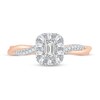 Thumbnail Image 2 of Diamond Promise Ring 1/2 ct tw Emerald/Round 10K Rose Gold