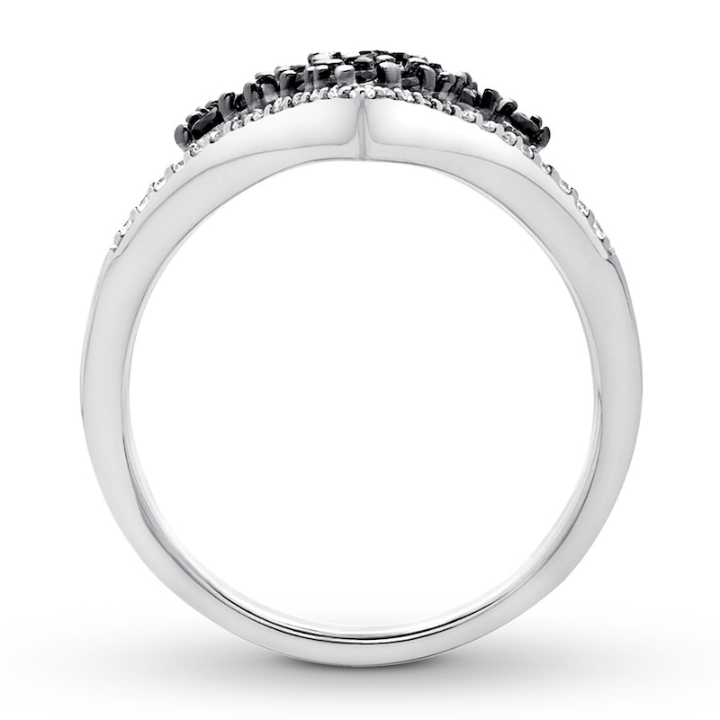 Black/White Diamond Ring 1 ct tw Round-cut 14K White Gold