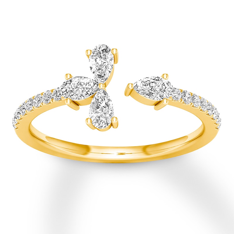 Diamond Deconstructed Ring 1/2 ct tw Pear-shaped/Round 14K Yellow Gold