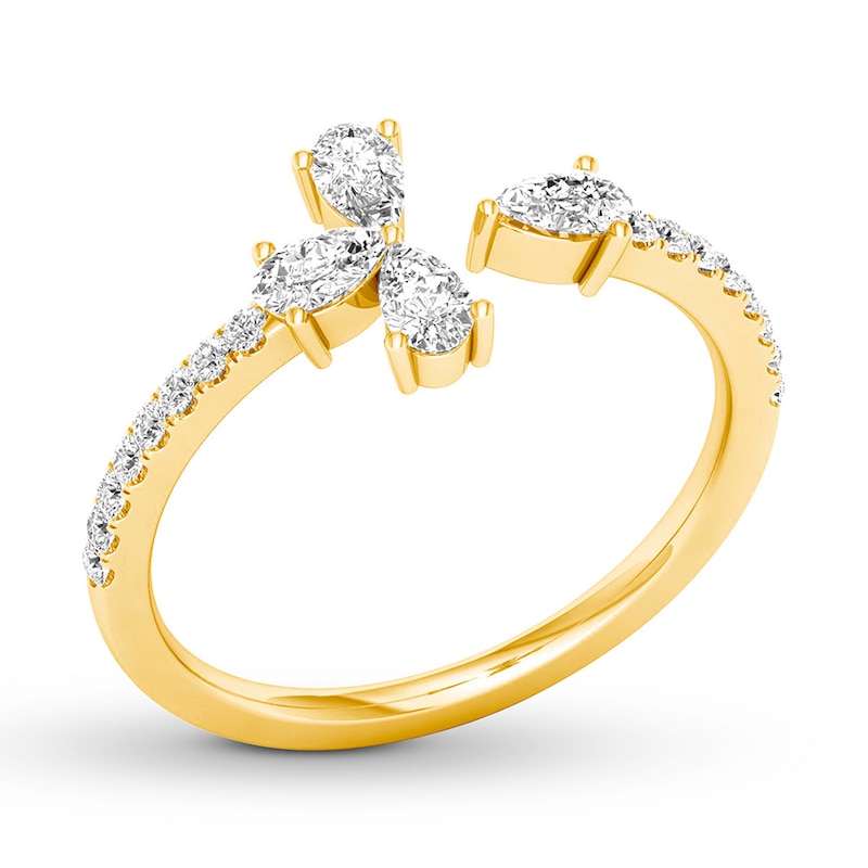 Diamond Deconstructed Ring 1/2 ct tw Pear-shaped/Round 14K Yellow Gold