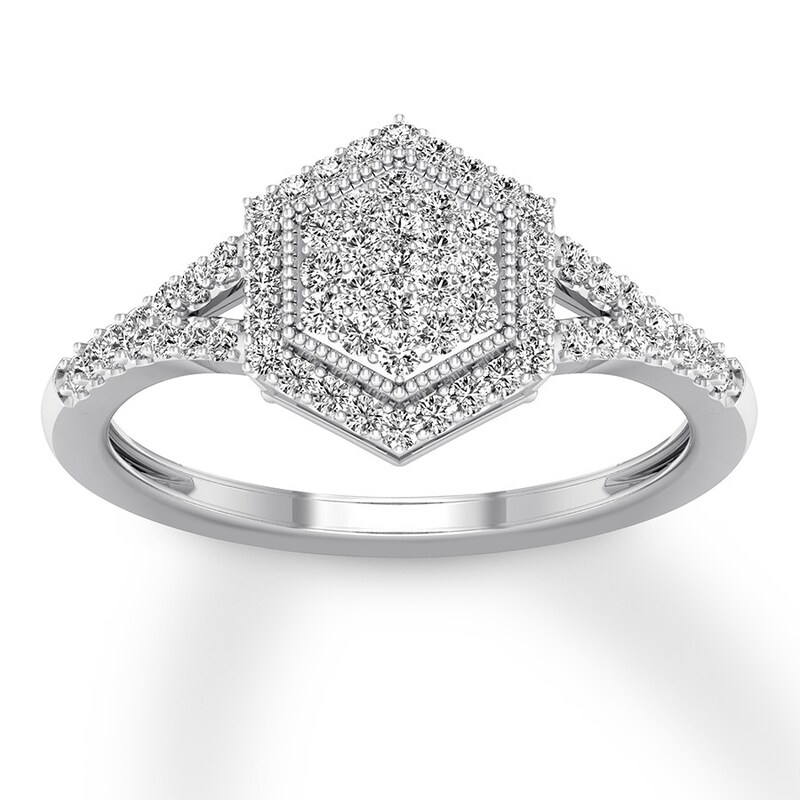 Diamond Ring 1/3 ct tw Round 10K White Gold