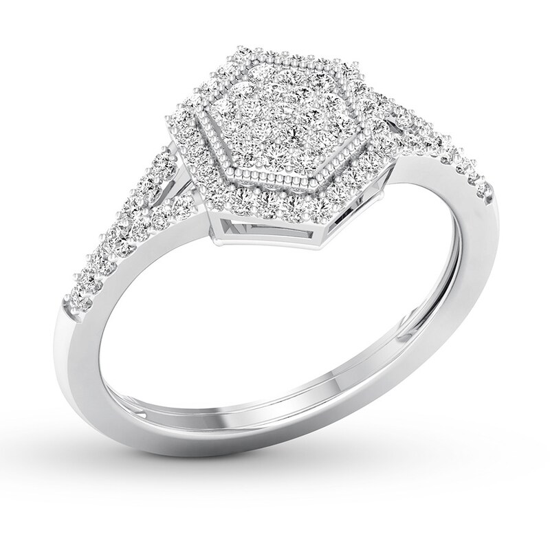 Diamond Ring 1/3 ct tw Round 10K White Gold