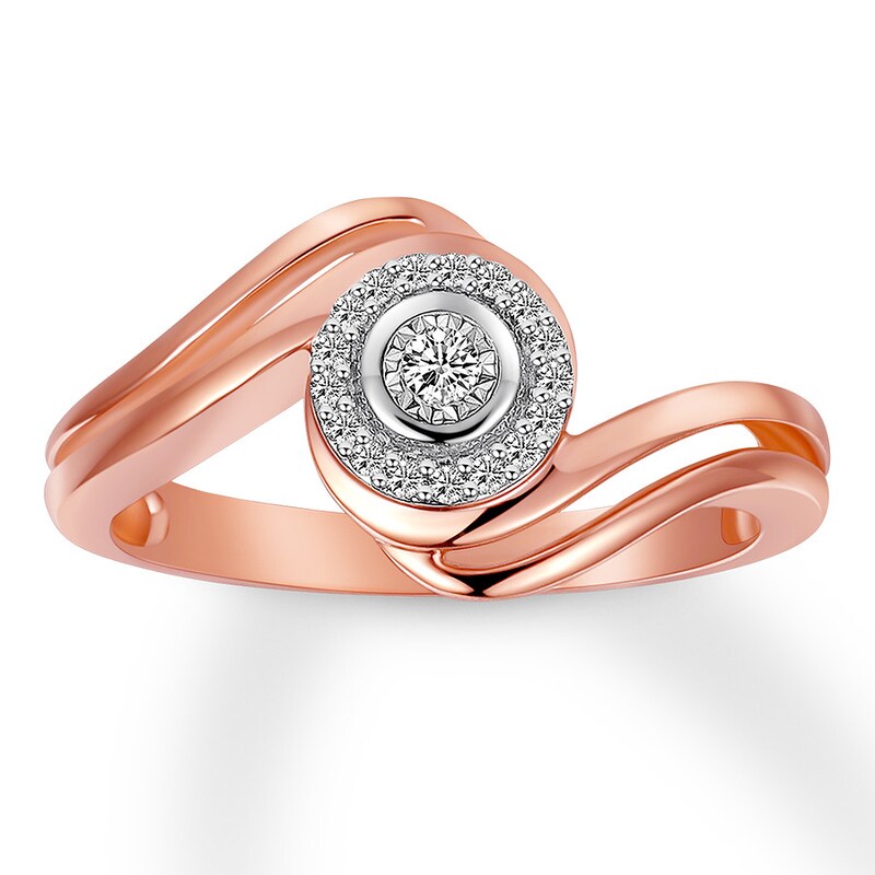 Diamond Promise Ring 1/10 ct tw Round 10K Rose Gold
