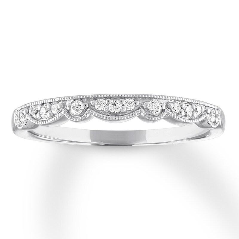 Diamond Anniversary Ring 1/10 ct tw Round-cut 10K White Gold