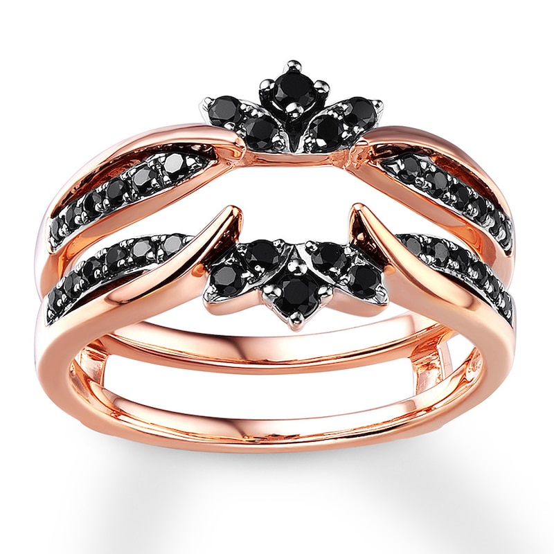 Black Diamond Enhancer Ring 3/8 ct tw Round 14K Rose Gold