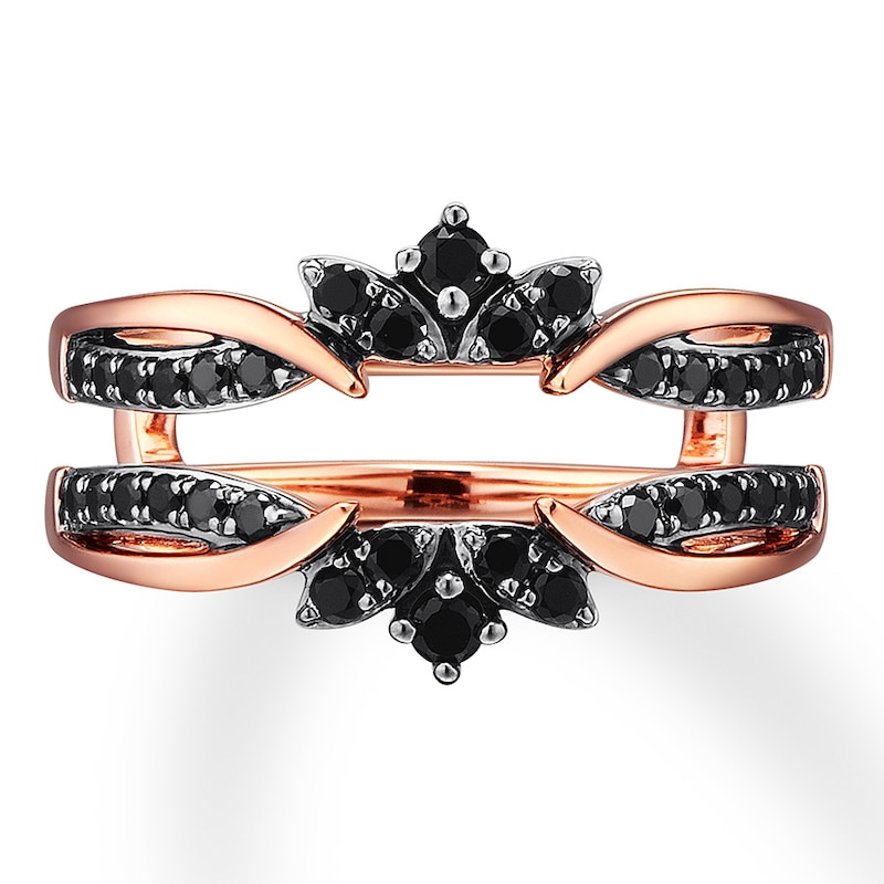 Black Diamond Enhancer Ring 3/8 ct tw Round 14K Rose Gold