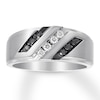 Thumbnail Image 1 of Men's Black & White Diamond Band 1/4 ct tw 10K White Gold