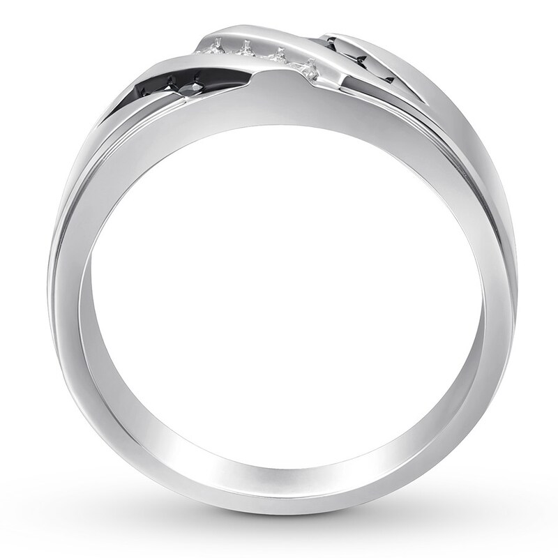 Main Image 2 of Men's Black & White Diamond Band 1/4 ct tw 10K White Gold