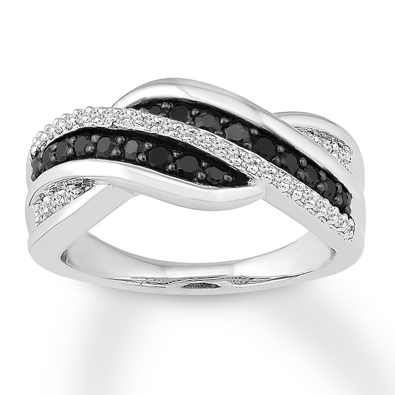 Black & White Diamond Ring 1/2 carat tw 10K White Gold