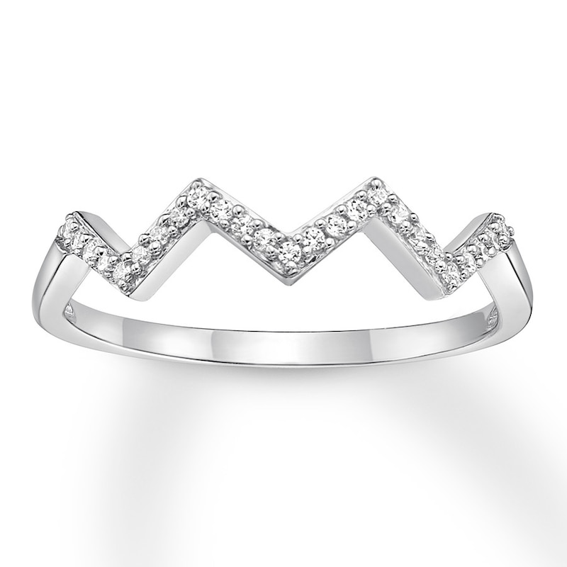 Diamond Stackable Ring 1/10 ct tw Round-cut 10K White Gold