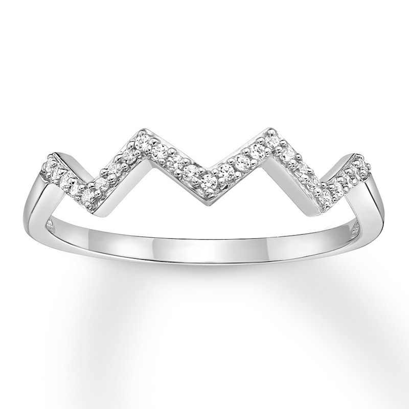 Main Image 1 of Diamond Stackable Ring 1/10 ct tw Round-cut 10K White Gold