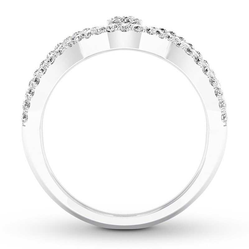 Main Image 2 of Diamond Anniversary Ring 3/4 ct tw Oval/Round 14K White Gold