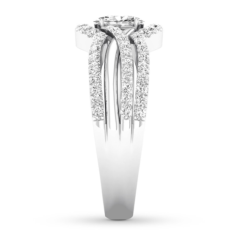 Main Image 3 of Diamond Anniversary Ring 3/4 ct tw Oval/Round 14K White Gold
