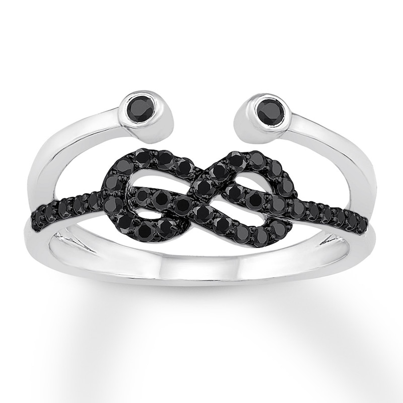 Black Diamond Knot Ring 1/4 ct tw Sterling Silver