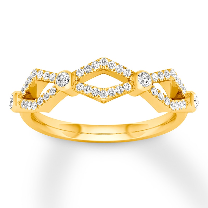 Diamond Stackable Ring 1/4 ct tw Bezel-set 10K Yellow Gold with 360