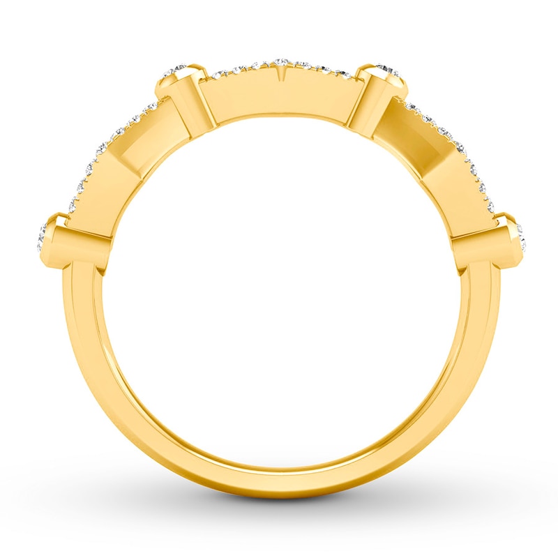 Main Image 2 of Diamond Stackable Ring 1/4 ct tw Bezel-set 10K Yellow Gold