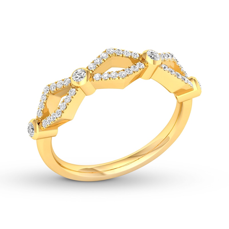 Main Image 4 of Diamond Stackable Ring 1/4 ct tw Bezel-set 10K Yellow Gold