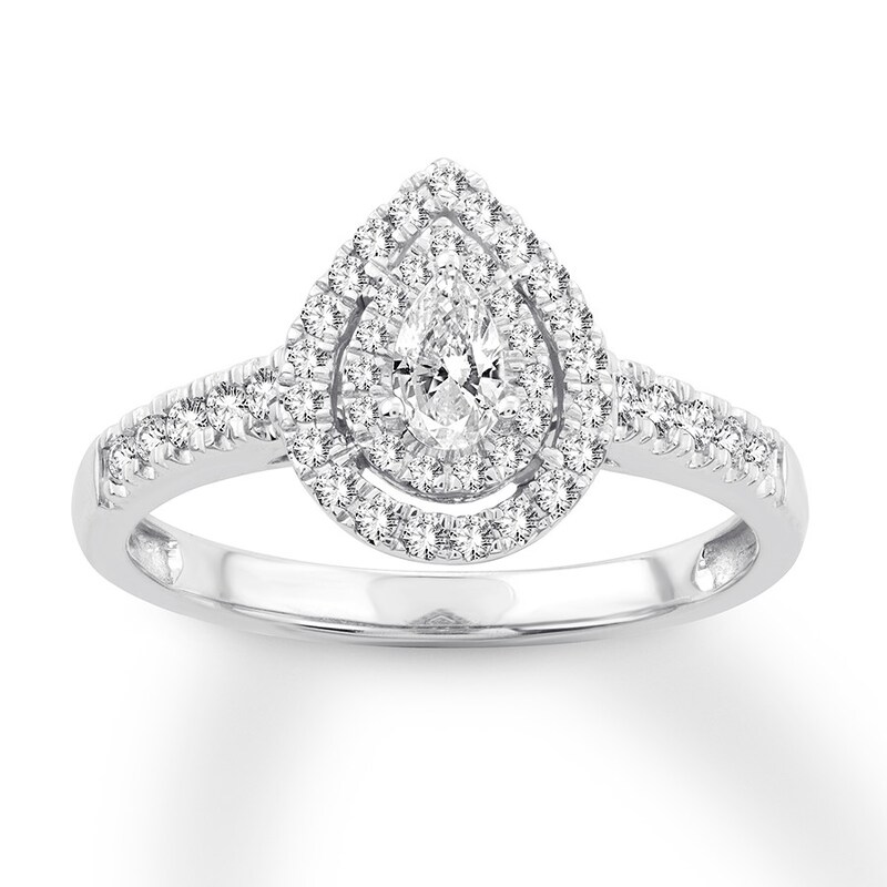 Diamond Promise Ring 1/2 ct tw Pear-shaped/Round 10K White Gold