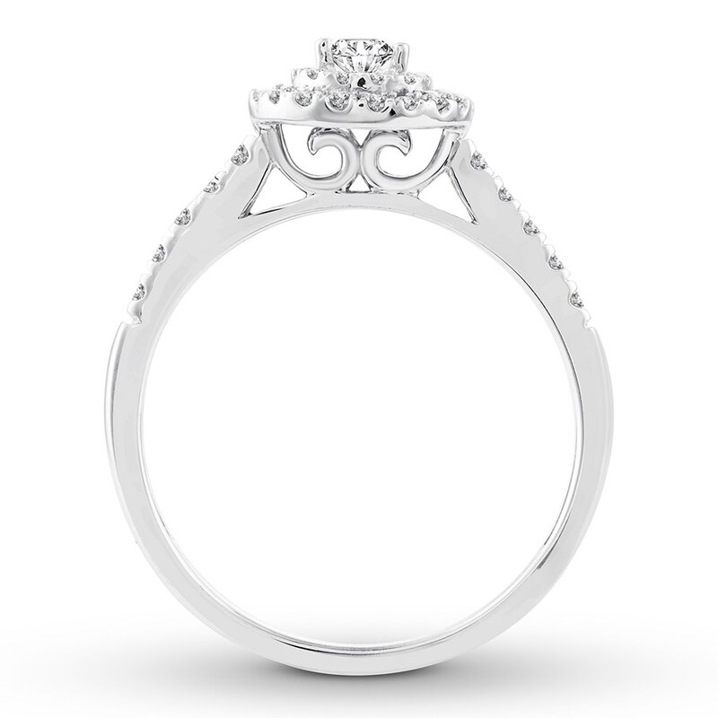 Diamond Promise Ring 1/2 ct tw Pear-shaped/Round 10K White Gold