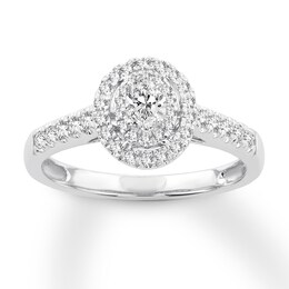 Diamond Promise Ring 1/2 carat tw Oval/Round 10K White Gold