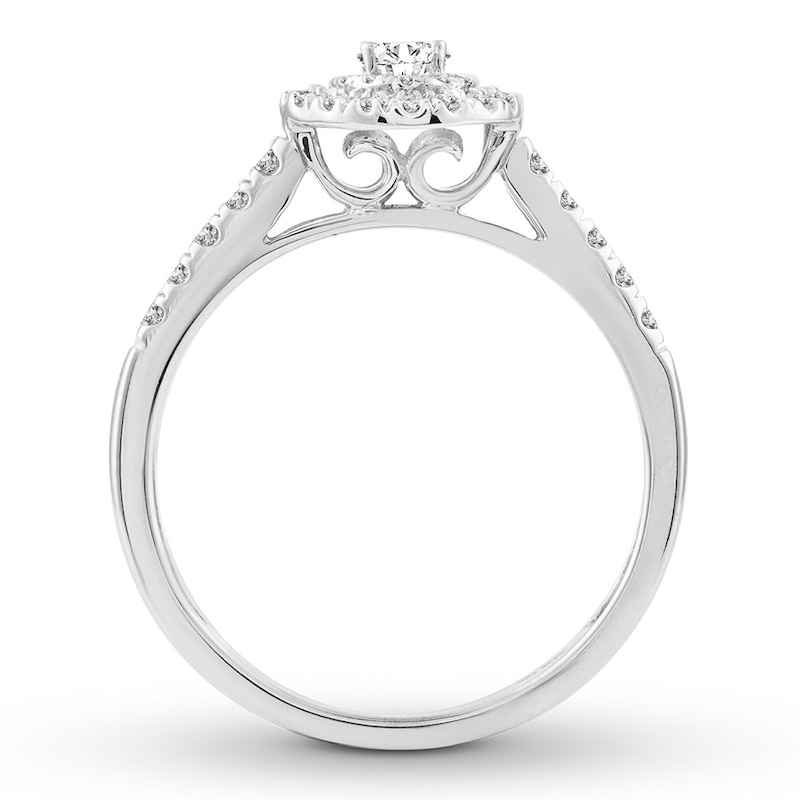 Diamond Promise Ring 1/2 carat tw Oval/Round 10K White Gold