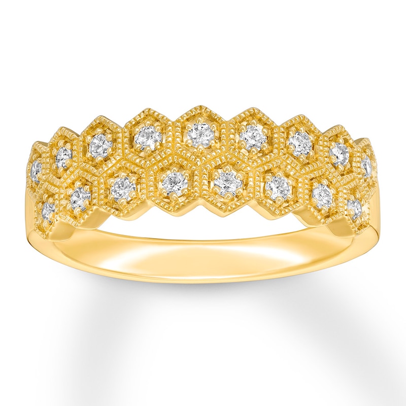 Diamond Anniversary Ring 1/4 ct tw Round-cut 10K Yellow Gold with 360