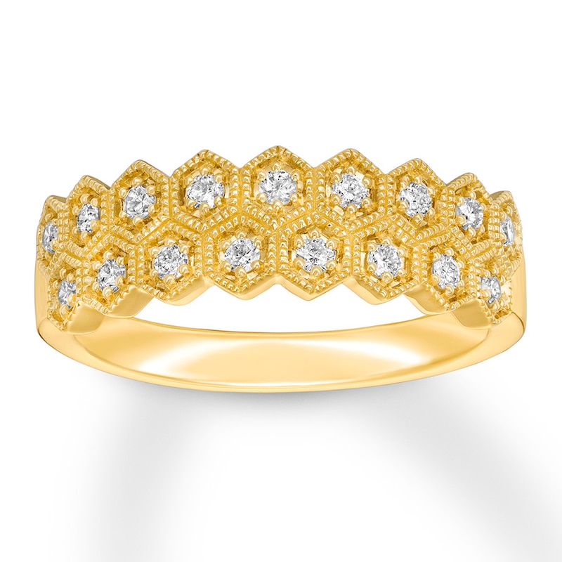 Diamond Anniversary Ring 1/4 ct tw Round-cut 10K Yellow Gold