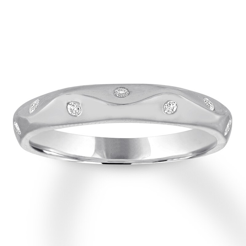 Diamond Anniversary Band 1/15 ct tw Round-cut 10K White Gold