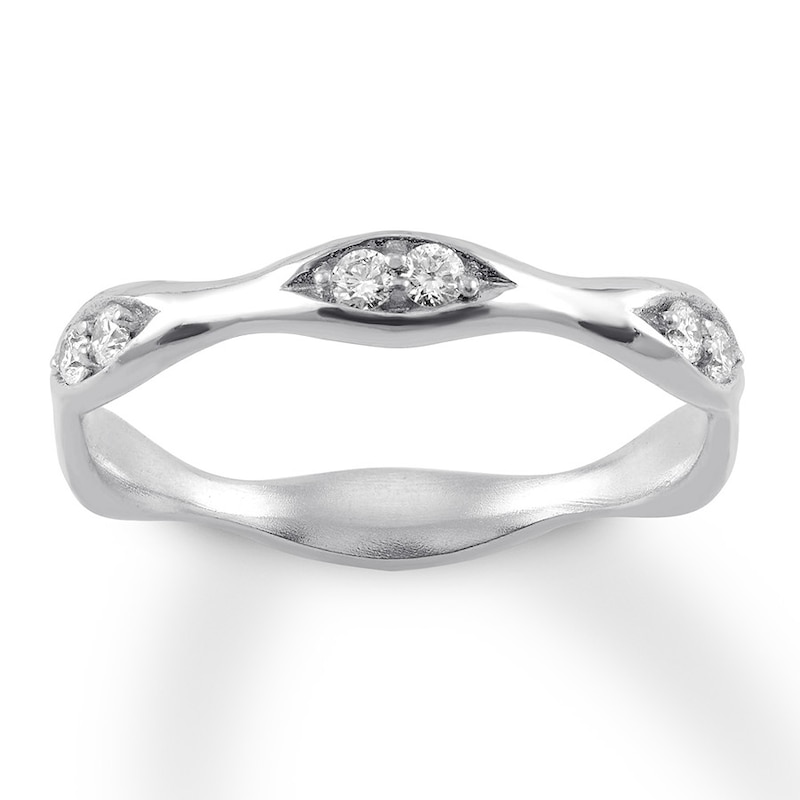 Diamond Stackable Ring 1/8 ct tw Round-cut 10K White Gold with 360