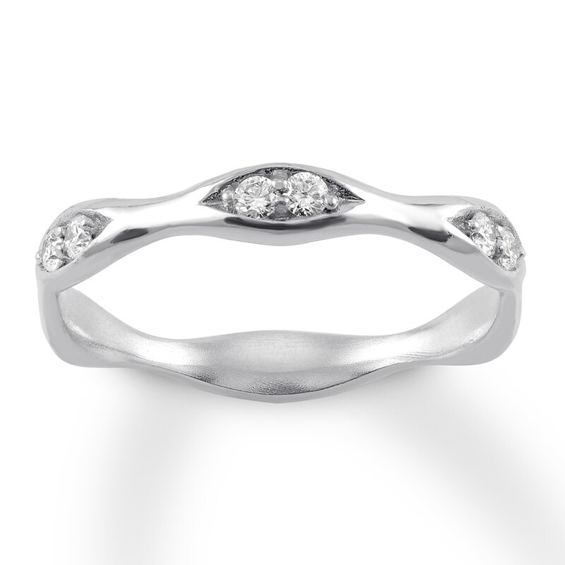 Diamond Stackable Ring 1/8 ct tw Round-cut 10K White Gold