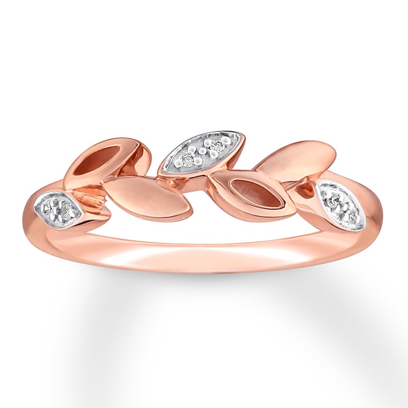 Leaf Band Diamond Accents 10K Rose Gold with 360