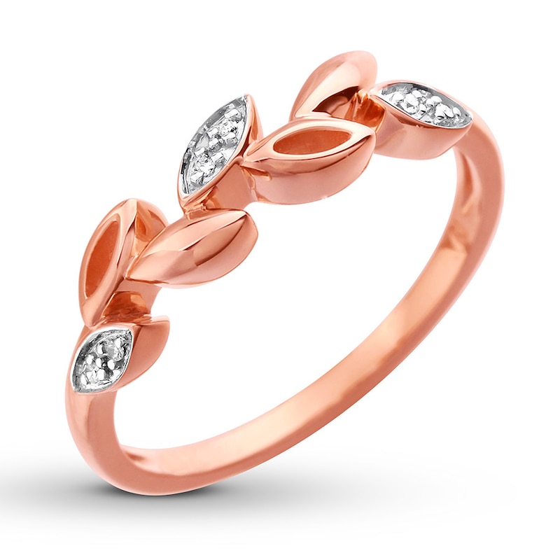 Leaf Band Diamond Accents 10K Rose Gold