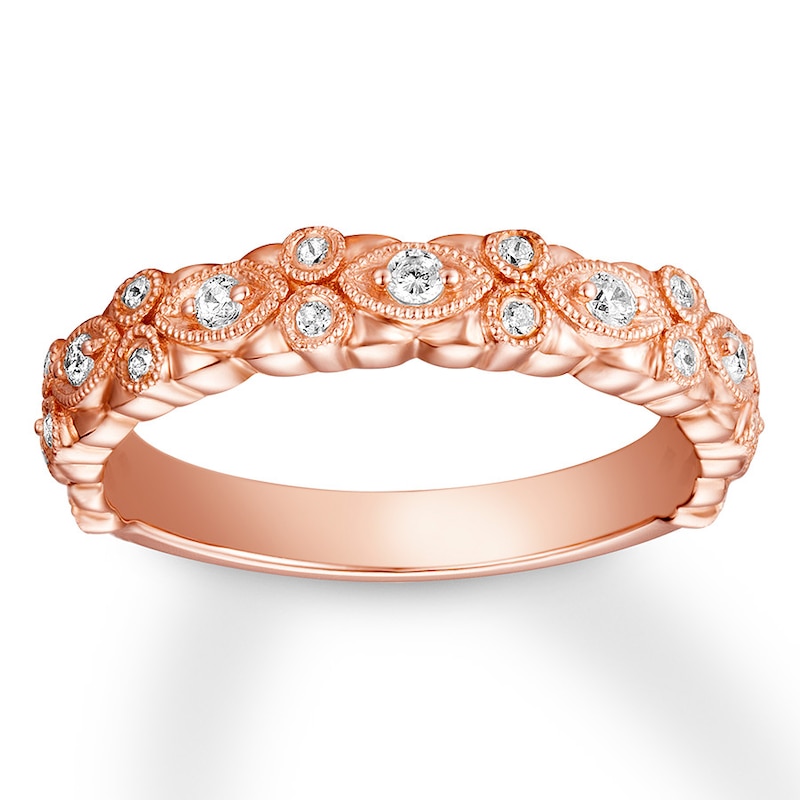 Diamond Anniversary Ring 1/4 ct tw Round-cut 10K Rose Gold