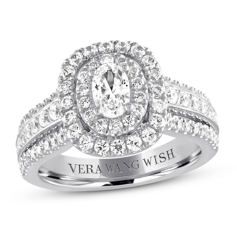 Vera Wang WISH Oval Diamond Engagement Ring 1-3/8 ct tw 14K White Gold