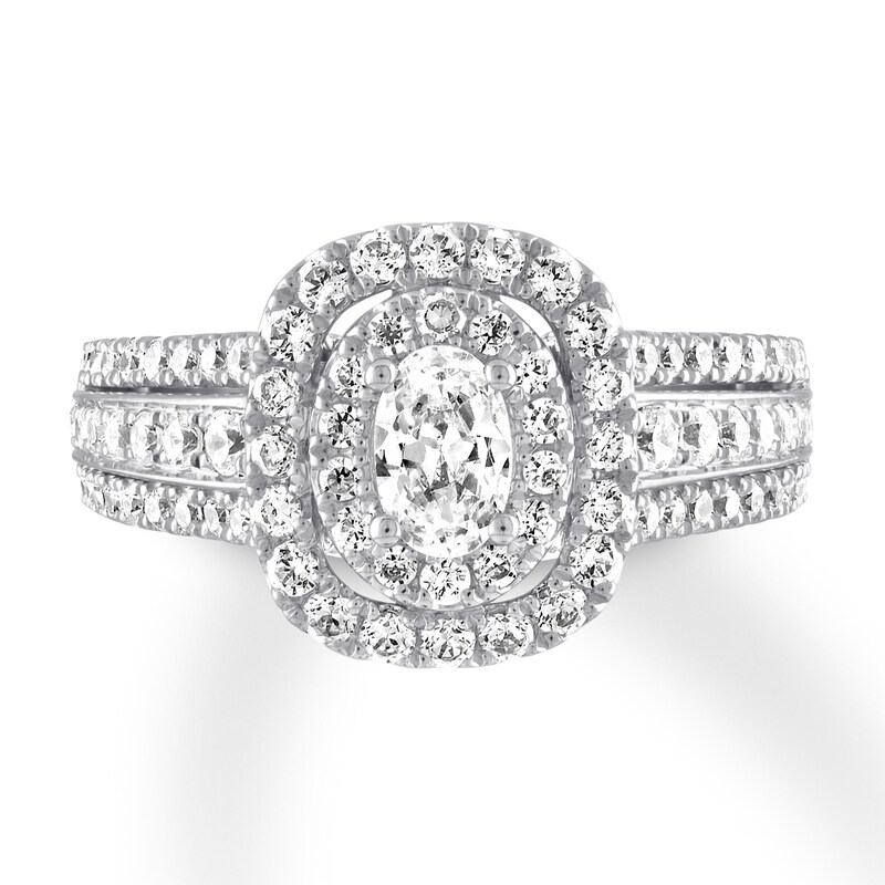 Vera Wang WISH Oval Diamond Engagement Ring 1-3/8 ct tw 14K White Gold